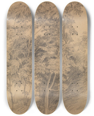 Triptych art skateboard deck of Sir David Wilkie Tree Study by Sir David Wilkie (1785-1841)
