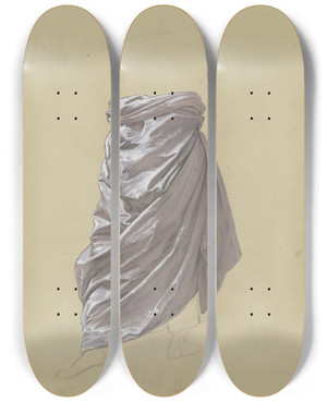 Triptych art skateboard deck of Eduard Von Steinle Rckenansicht Einer Ausschreitenden Gewandfigur by Eduard Von Steinle (1810-1886)