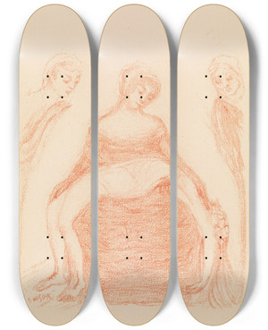 Triptych art skateboard deck of James Ensor Christ On His Mothers Knees by James Ensor (1860-1949)