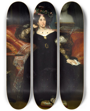 Triptych art skateboard deck of Eugne Devria Portrait Of Mme Julesantoine Droz by Eugene Deveria (1805-1865)