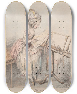 Triptych art skateboard deck of Elias Martin Louisa by Elias Martin (1739-1818)