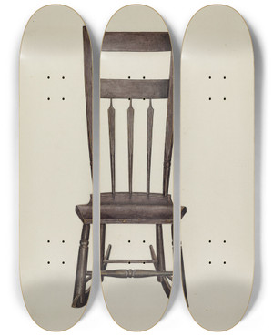 Triptych art skateboard deck of Helen Bronson Shaker Nursing Chair by Helen Bronson