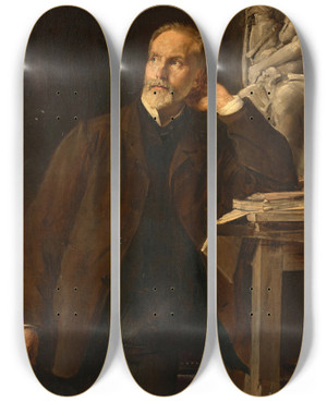 Triptych art skateboard deck of Pauljacquesaim Baudry Portrait Du Sculpteur Eugne Guillaume by Paul-Jacques-Aim Baudry (1828-1886)