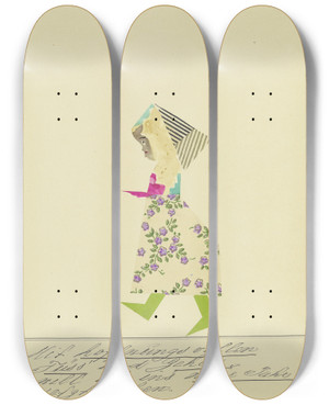 Triptych art skateboard deck of John Elsas Mit Hoffnungsvollen Fss by John Elsas (1851-1935)