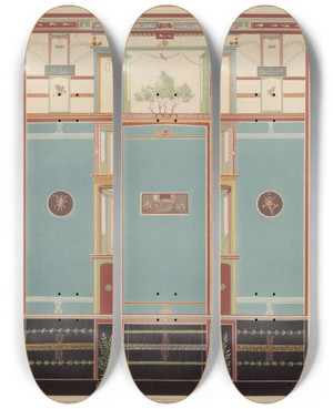 Triptych art skateboard deck of Victor Steeger The Most Beautiful Walls In Pompeii Pl19 by Victor Steeger (19-)