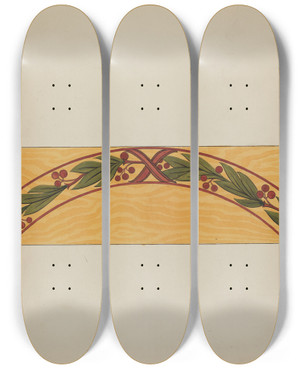 Triptych art skateboard deck of Wellington Blewett Decorative Panels_1 by Wellington Blewett (20-)