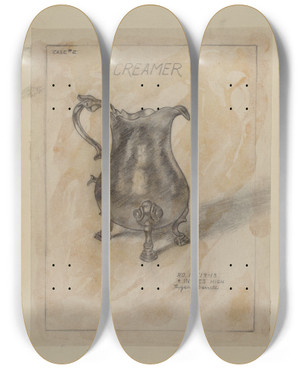 Triptych art skateboard deck of Eugene Barrell Silver Creamer_2 by Eugene Barrell