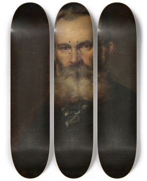 Triptych art skateboard deck of Eduard Ballo Portrait Of The Painter Teodor Boemma Eduard Ballo by Eduard Ballo (1859-1936)