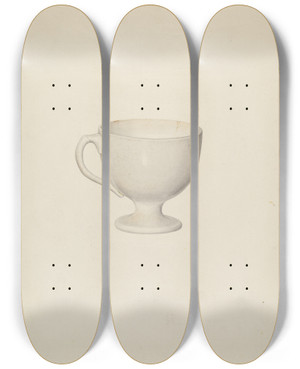Triptych art skateboard deck of Roberta Spicer Egg Cup by Roberta Spicer