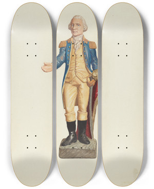 Triptych art skateboard deck of Laura Bilodeau George Washington by Laura Bilodeau
