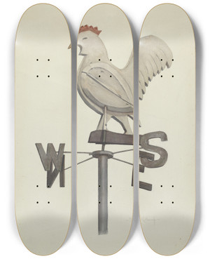 Triptych art skateboard deck of Elmer R Kottcamp Weather Vane by Elmer R Kottcamp