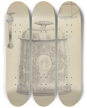 Triptych art skateboard deck of Simon Weiss Silver Tankard_5 by Simon Weiss