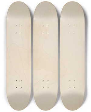 Triptych art skateboard deck of Auguste Rodin Recliningfigure by Auguste Rodin (1840-1917)