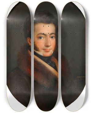 Triptych art skateboard deck of Theodore Alconiere Herrenbildnis by Theodore Alconiere (1797-1865)