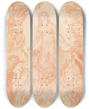 Triptych art skateboard deck of James Ensor The Assumption Of Mary by James Ensor (1860-1949)