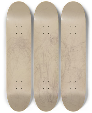 Triptych art skateboard deck of Victor Mller Dante In A Conversation by Victor Muller (1829-1871)