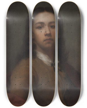 Triptych art skateboard deck of Anton Raphael Mengs Selfportrait_1 by Anton Raphael Mengs (1728-1779)
