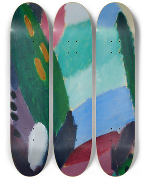 Triptych art skateboard deck of Alexej Von Jawlensky Variation No 10 by Alexej Von Jawlensky (1864-1941)