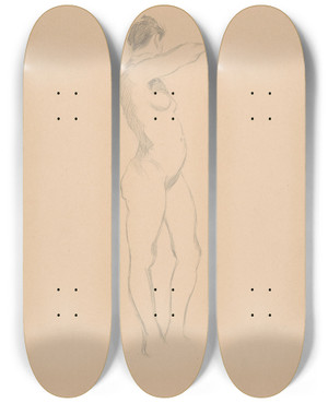 Triptych art skateboard deck of Tefan Polkorb Sketchbook With Nudes_17 by Stefan Polkorab