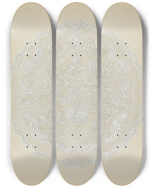 Triptych art skateboard deck of Irene Schaefer Bedspread_2 by Irene Schaefer