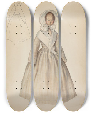 Triptych art skateboard deck of Lillian Causey Doll_4 by Lillian Causey (20-)