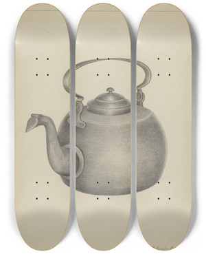 Triptych art skateboard deck of Rollington Campbell Kettle by Rollington Campbell