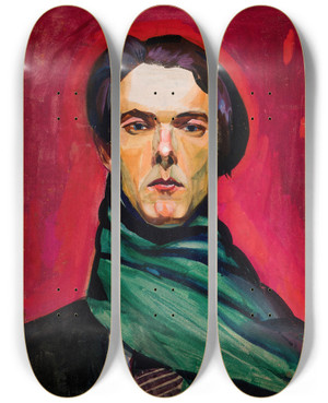 Triptych art skateboard deck of Zygmunt Waliszewski Selfportrait_1 by Zygmunt Waliszewski (1897-1936)