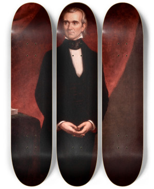 Triptych art skateboard deck of George Peter Alexander Healy James Knox Polk_1 by George Peter Alexander Healy (1813-1894)