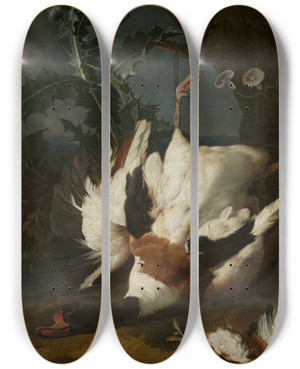 Triptych art skateboard deck of Jan Weenix Dead Drake by Jan Weenix (1641-1719)
