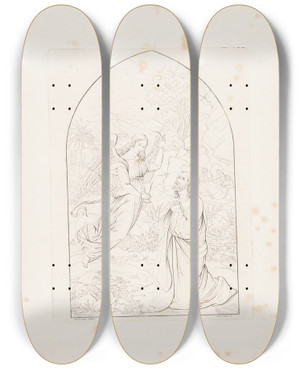 Triptych art skateboard deck of Edvard Sonne Kristus I Getsemane Have by Edvard Sonne