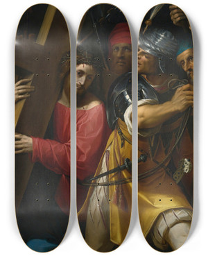 Triptych art skateboard deck of Jacopo Ligozzi Christ Carrying The Cross_2 by Jacopo Ligozzi (1547-1627)