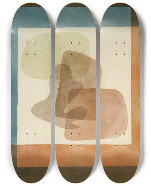 Triptych art skateboard deck of Paul Klee Freies Streng Gefasst Free Forms Rigidly Mounted by Paul Klee (1879-1940)