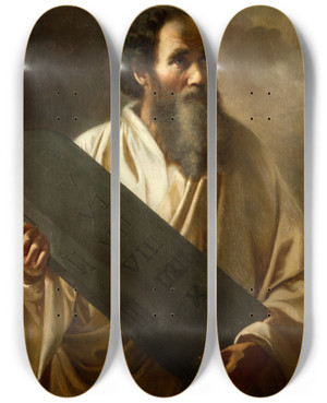 Triptych art skateboard deck of Jeanette Mller Moses Study Of Head by Jeanette Moller (1825-1872)