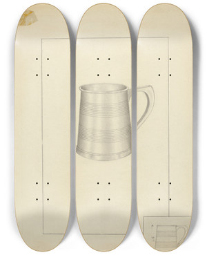 Triptych art skateboard deck of Vincent Carano Silver Mug_1 by Vincent Carano