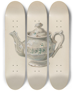 Triptych art skateboard deck of Thomas Holloway Teapot by Thomas Holloway