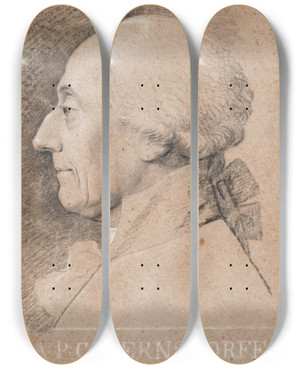 Triptych art skateboard deck of Jens Juel Portrt Af Statsmanden Ap Bernstorff by Jens Juel (1745-1802)