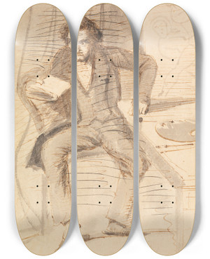 Triptych art skateboard deck of James Smetham Cutting Reviews by James Smetham (1821-1889)