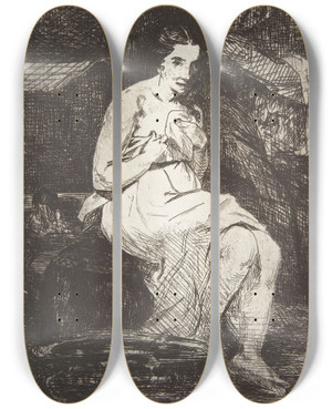 Triptych art skateboard deck of Douard Manet The Toilette by douard Manet (1832-1883)