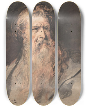 Triptych art skateboard deck of Jacob De Wit Study For The Figure Of Moses by Jacob de Wit (1695-1754)
