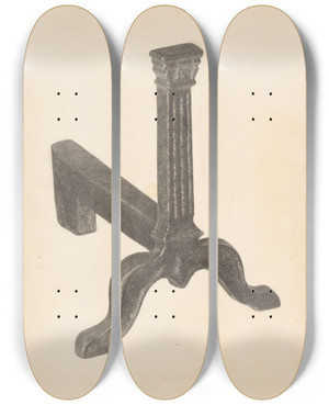 Triptych art skateboard deck of Herman Bader Andiron One Of Pair_3 by Herman Bader