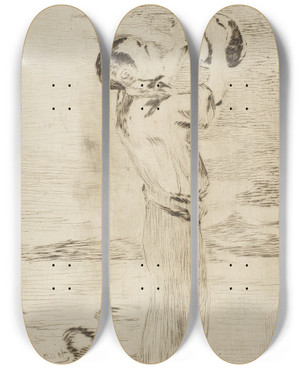 Triptych art skateboard deck of Douard Manet The Water Drinker by douard Manet (1832-1883)