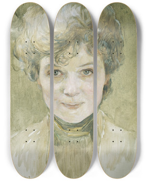 Triptych art skateboard deck of Susanne Renate Granitsch Selbstbildnis by Susanne Renate Granitsch (1869-1946)