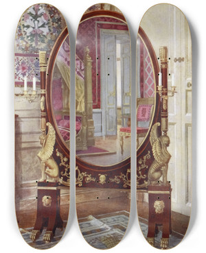 Triptych art skateboard deck of Edwin Foley Psych And Bed Of Napoleon The First by Edwin Foley (1859-1912)