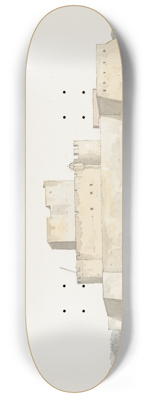 Abraham-Louis-Rodolphe Ducros - Gezicht op kasteel van San Mauro la Bruca vanaf zee bij aankomst 8.25 inch art skate deck Abraham-Louis-Rodolphe Ducros - Gezicht op kasteel van San Mauro la Bruca vanaf zee bij aankomst 8.25 inch art skate deck
