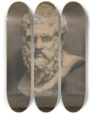 Triptych art skateboard deck of James Ensor Klassiek Academiemodel by James Ensor (1860-1949)