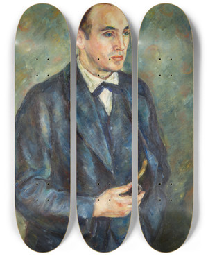 Triptych art skateboard deck of Birger Simonsson Portrait Of Carl Ryd by Birger Simonsson (1883-1938)