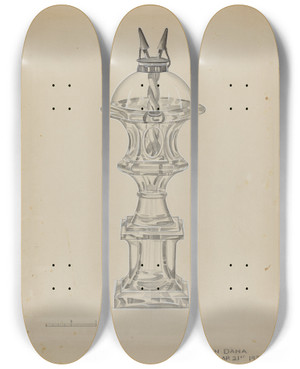 Triptych art skateboard deck of John Dana Lamp_2 by John Dana (1935) Triptych art skateboard deck of John Dana Lamp_2 by John Dana (1935)