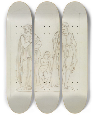 Triptych art skateboard deck of Moritz Von Schwind Jason Und Medea by Moritz Von Schwind (1804-1871)