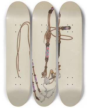 Triptych art skateboard deck of Gordena Jackson Bridle by Gordena Jackson