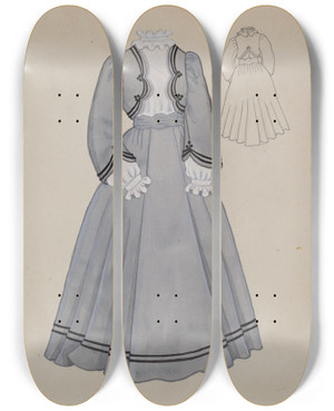Triptych art skateboard deck of Marie Famularo Dress_2 by Marie Famularo